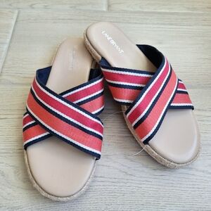 Lane Bryant Women's Dream Cloud Criss-Cross Espadrille Slide Sandal Pink Blu  10